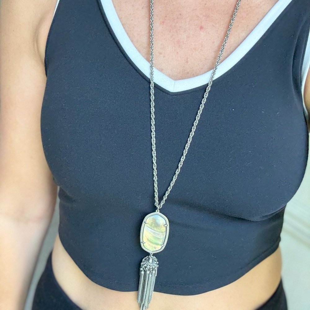 Kendra Scott Silver Necklace with Iridescent Pendant